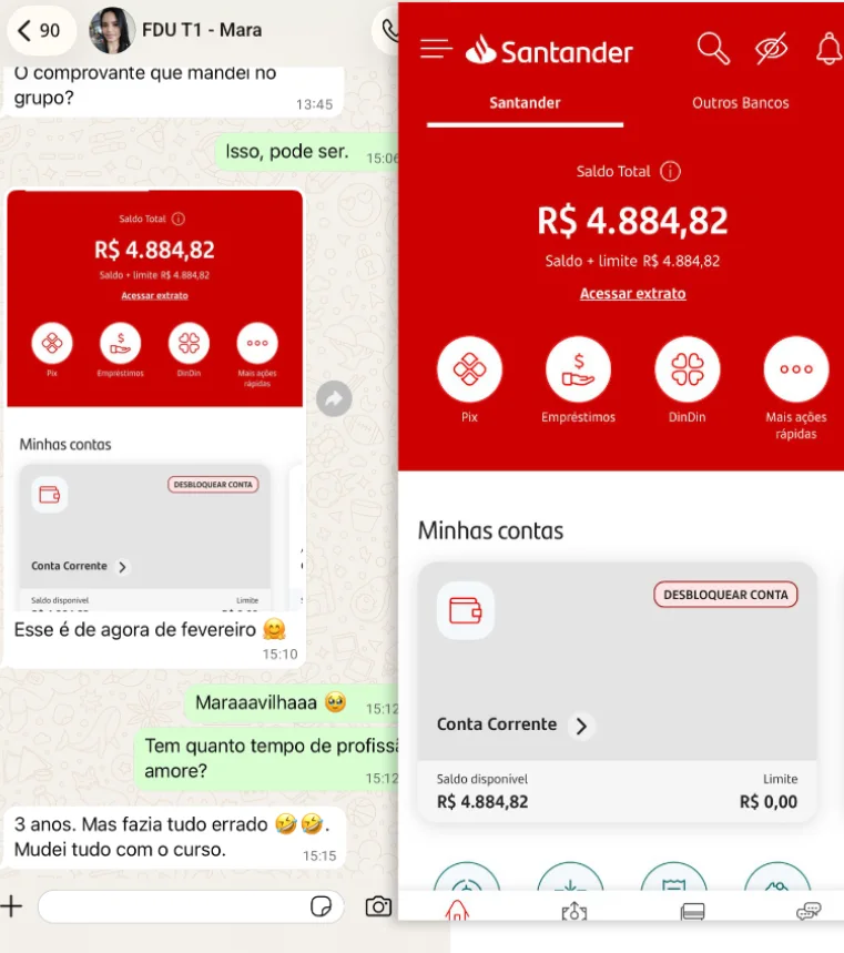 Conversa com Mara e saldo da conta
