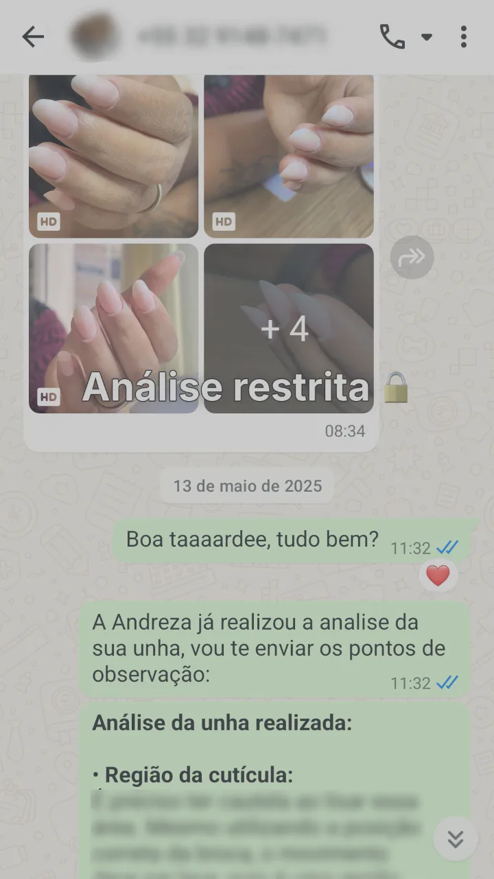 Pontos de observação separados por região da unha.