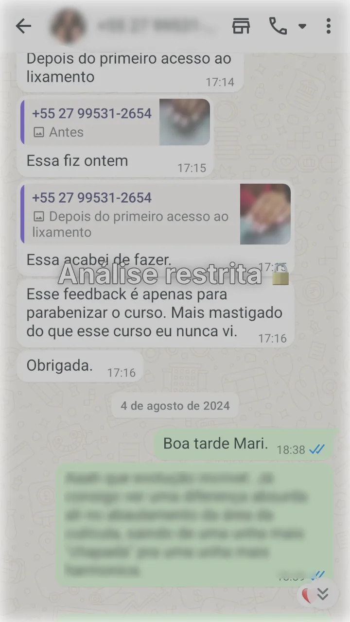 Antes e depois do primeiro acesso ao módulo de lixamento.